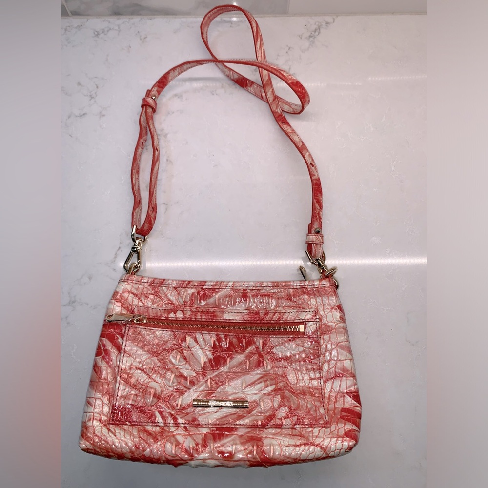 Brahmin Vida Crossbody In Pink Flamingo Mrlbourne With Flamingo Tassel - Picture 3 of 16